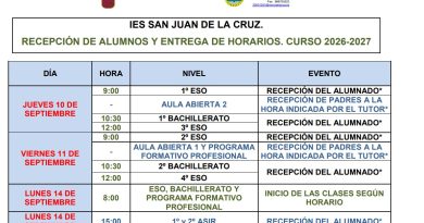 RECEPCIÓN DE ALUMNOS CURSO 2026-2027